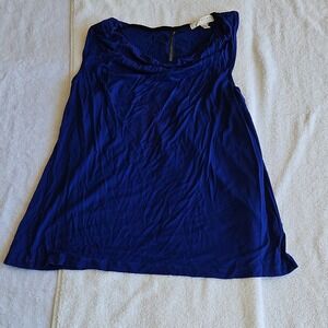 KENAR Blue Knit Scoop Neck Sleeveless Lace Accent Tank Top Size M